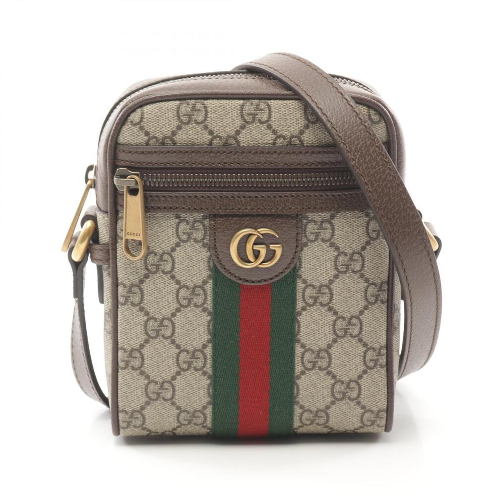 Gucci Ophidia GG Supreme Canvas Leather Multicolor Shoulder Bag Beige Brown